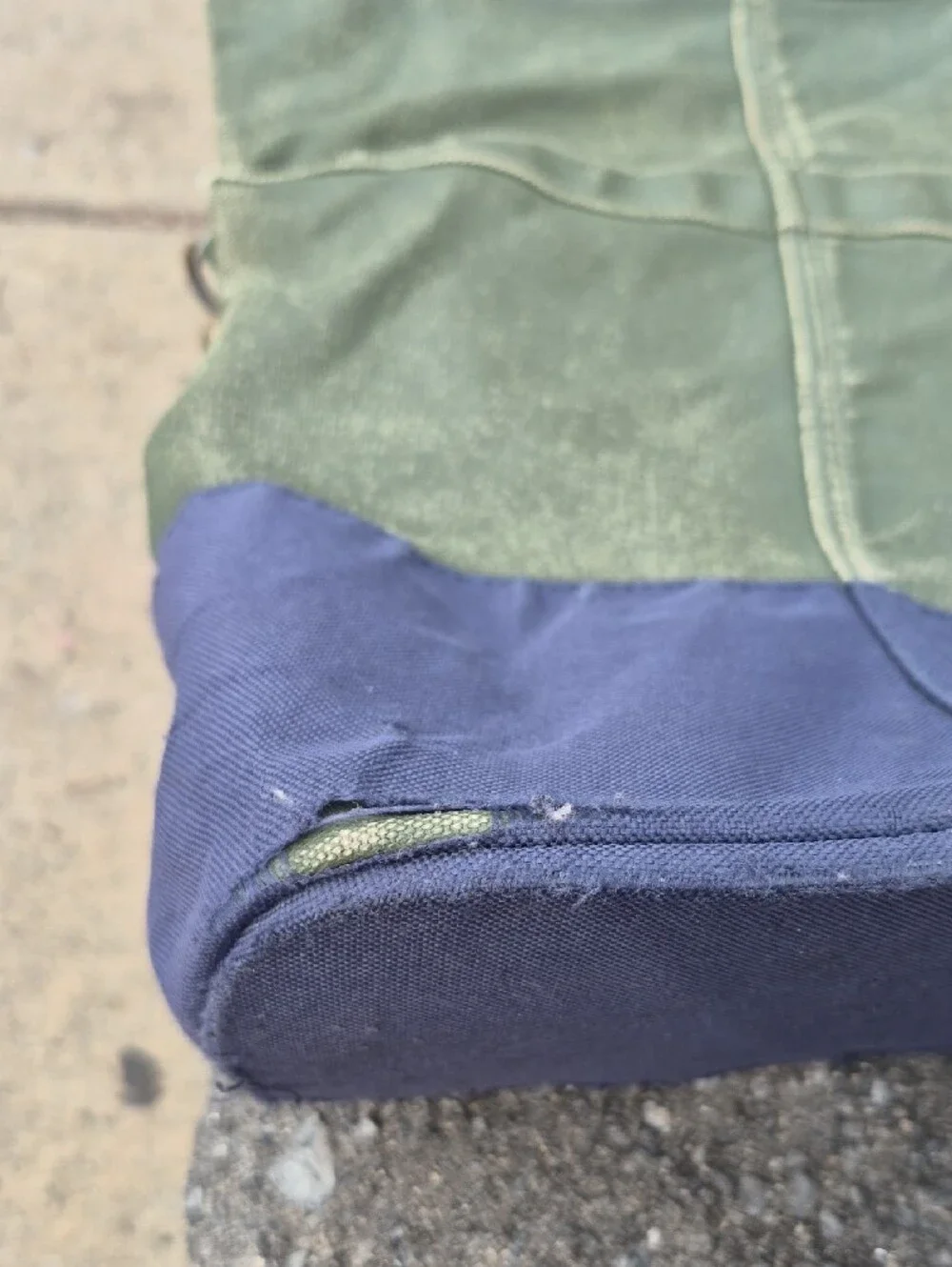 Two-Tone Green & Blue Canvas Messenger Tote